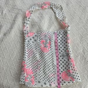 Free People Reusable Floral Print Cotton Shoulder Bag in Pink White Black Dots